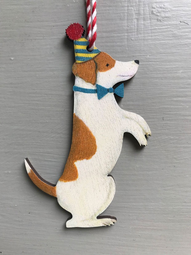 Wooden Decoration: Clown Dog