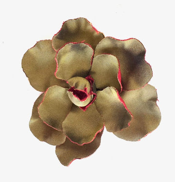 Silk Flower Brooch: Bronze with Red