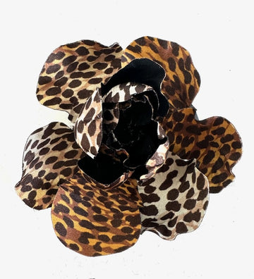 Silk Flower Brooch: Leopard Spots