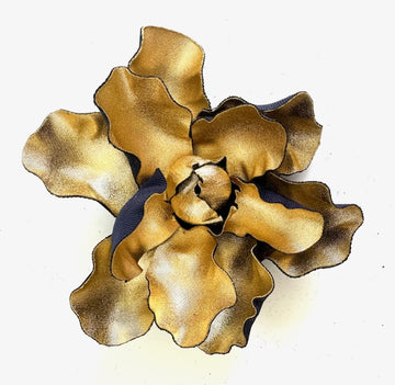 Silk Flower Brooch: Midnight Gold