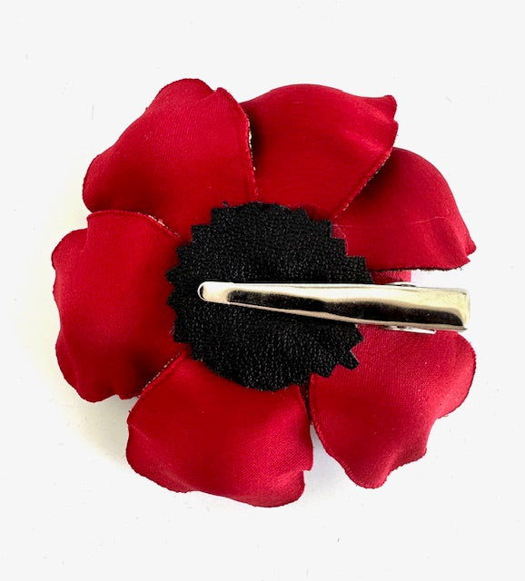 Jacquard Flower Brooch: Red and Gold Acathus