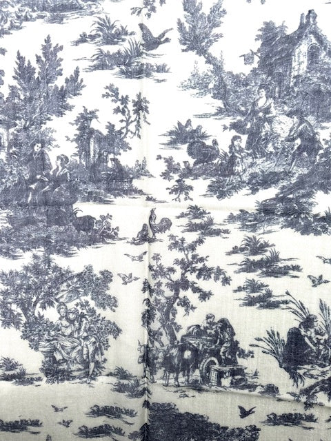 Scarf (Merino and Silk): Toile in Navy