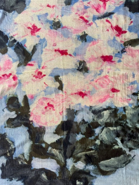 Scarf (Fine Merino and Silk): Pastel Blooms