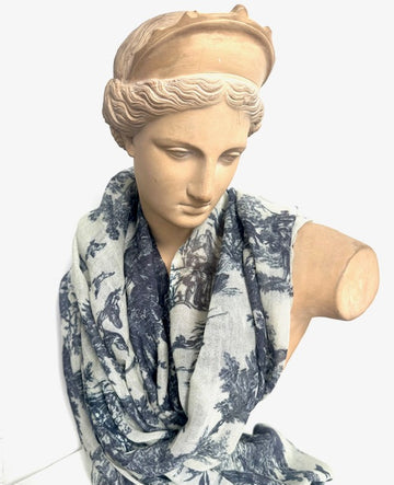 Scarf (Merino and Silk): Toile in Navy