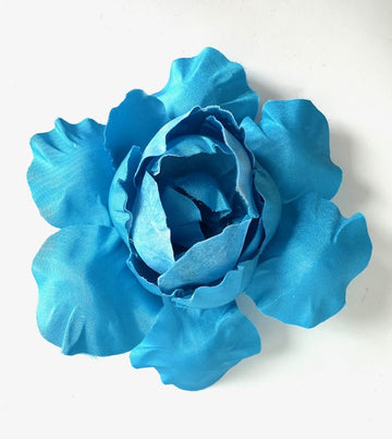 Silk Flower Brooch: Azure