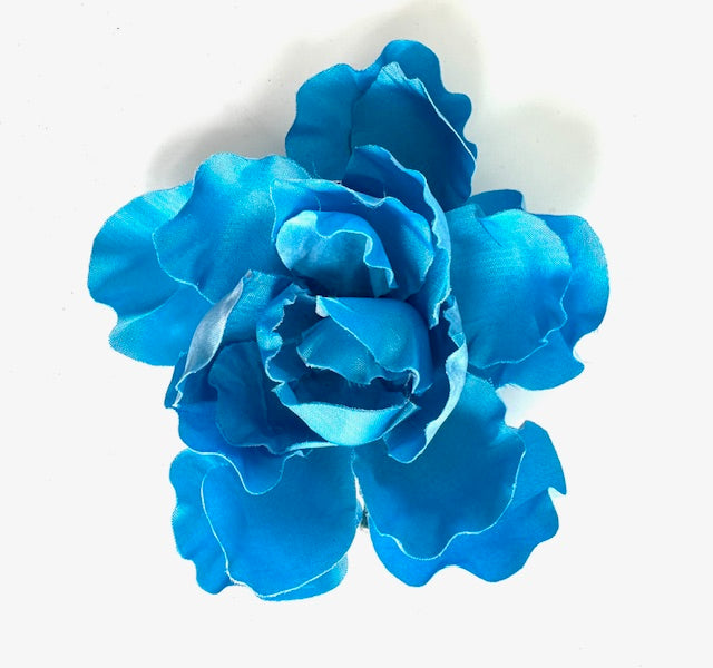 Silk Flower Brooch: Azure