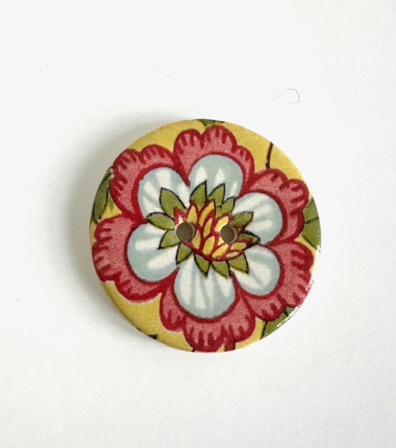 Ceramic Buttons: Pink and Blue Flower