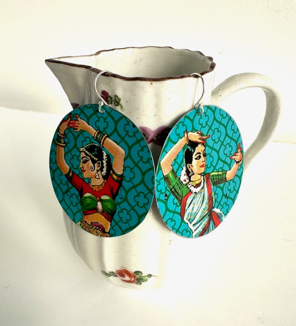 Tin Earrings Indian Dancer Large