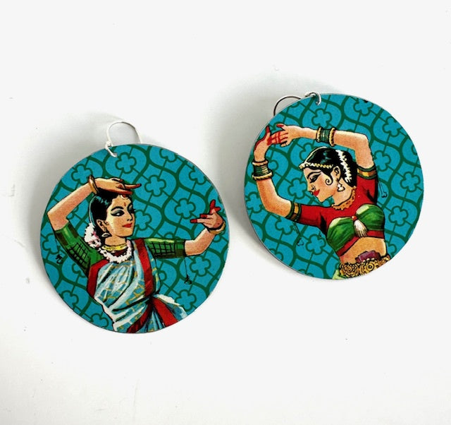 Tin Earrings Indian Dancer Large