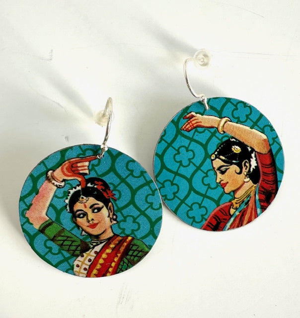 Tin Earrings Indian Dancer Medium