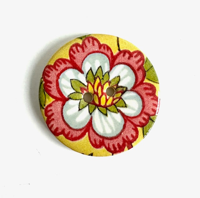 Ceramic Buttons: Pink and Blue Flower