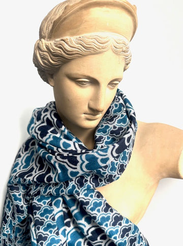 Scarf (Merino Wool): Indigo Cloud