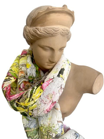 Scarf(Linen): Vivid Blossoms