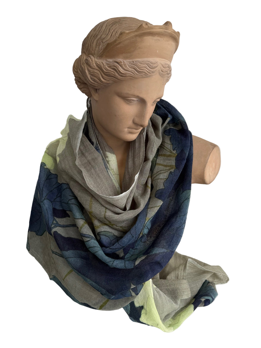 Scarf (Wool and Silk): Zinnias