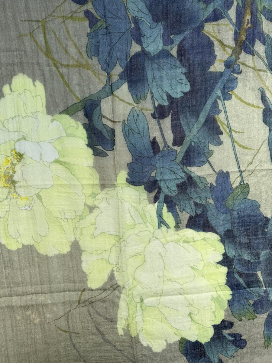 Scarf (Wool and Silk): Zinnias