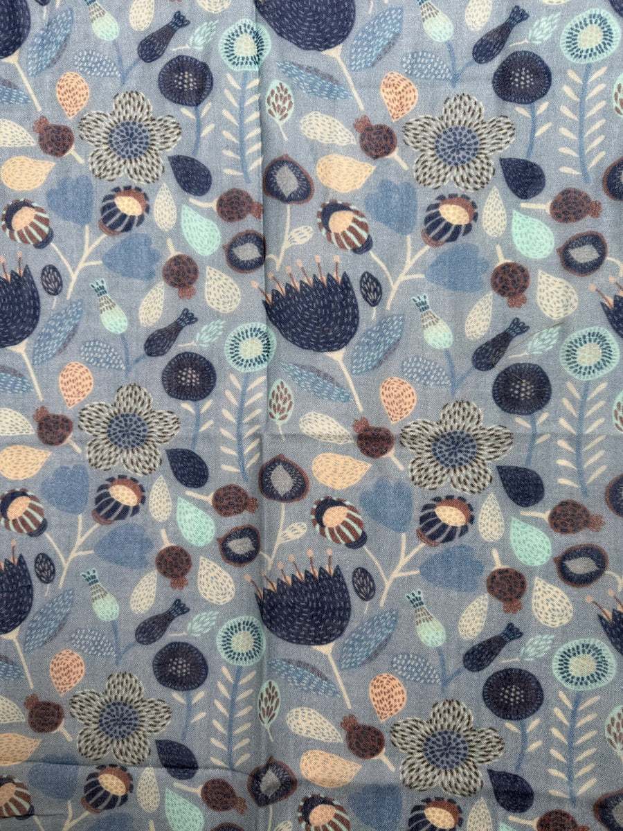 Scarf (Wool and Silk): Japanese Floral Print