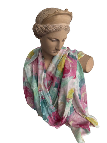 Scarf (Modal and Silk): Pastel Floral