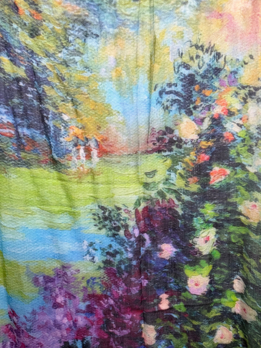 Scarf (Wool and Silk): Impressionist Landscape