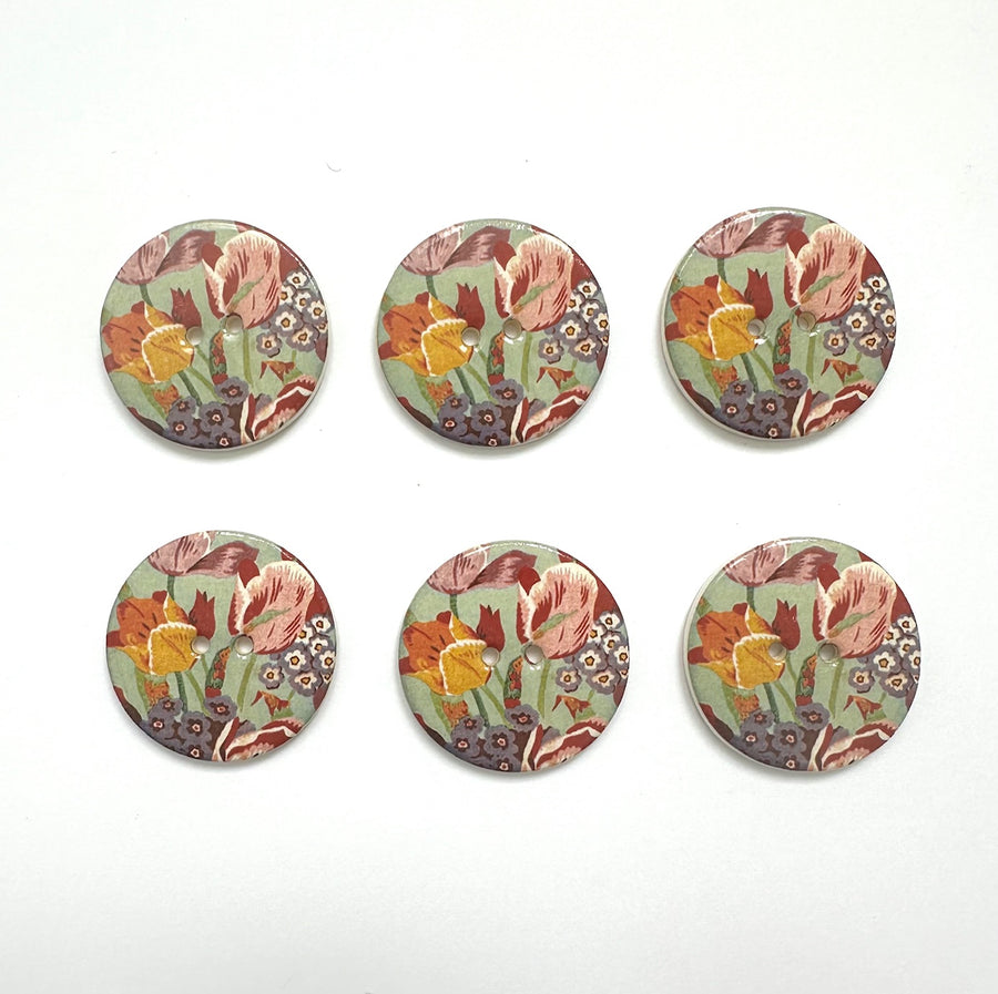 Ceramic Buttons: Warner Textile Tulips