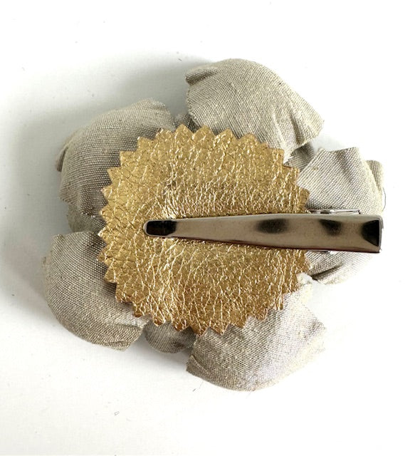 Silk Flower Brooch: Metallic Taupe