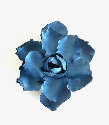 Silk Flower Brooch: French Blue