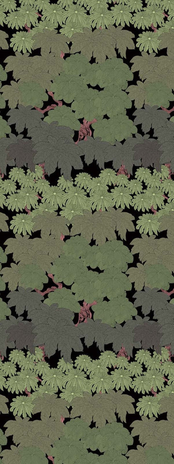Scarf (Wool and Silk): Floral Greens