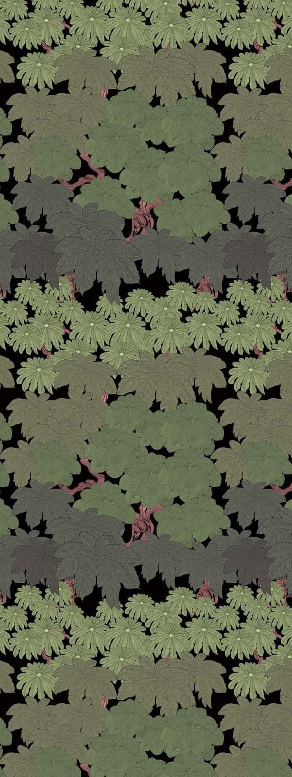 Scarf (Wool and Silk): Floral Greens