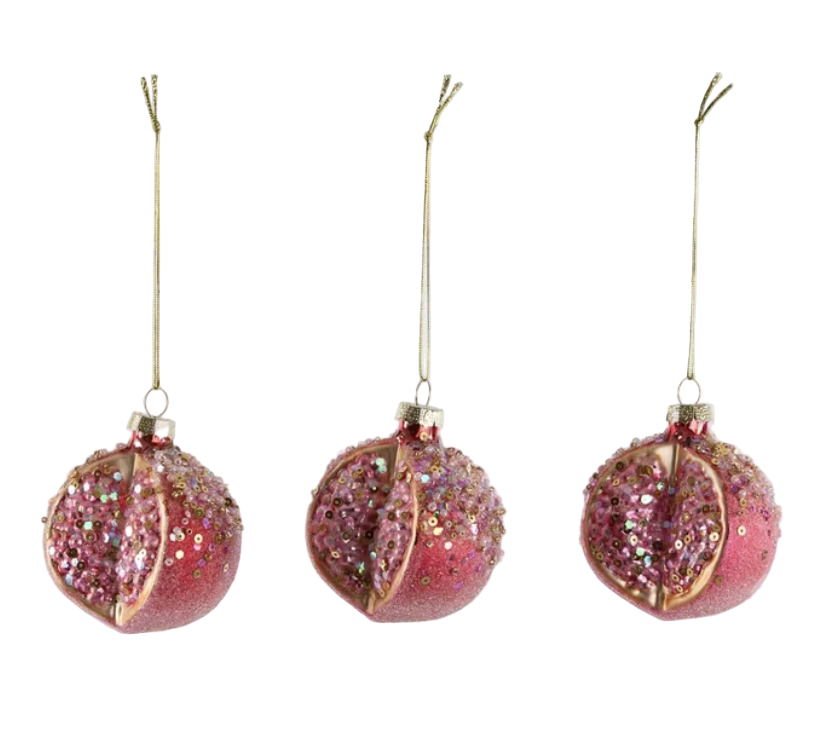 Glass Decoration: Sugar Pomegranate Set of 3