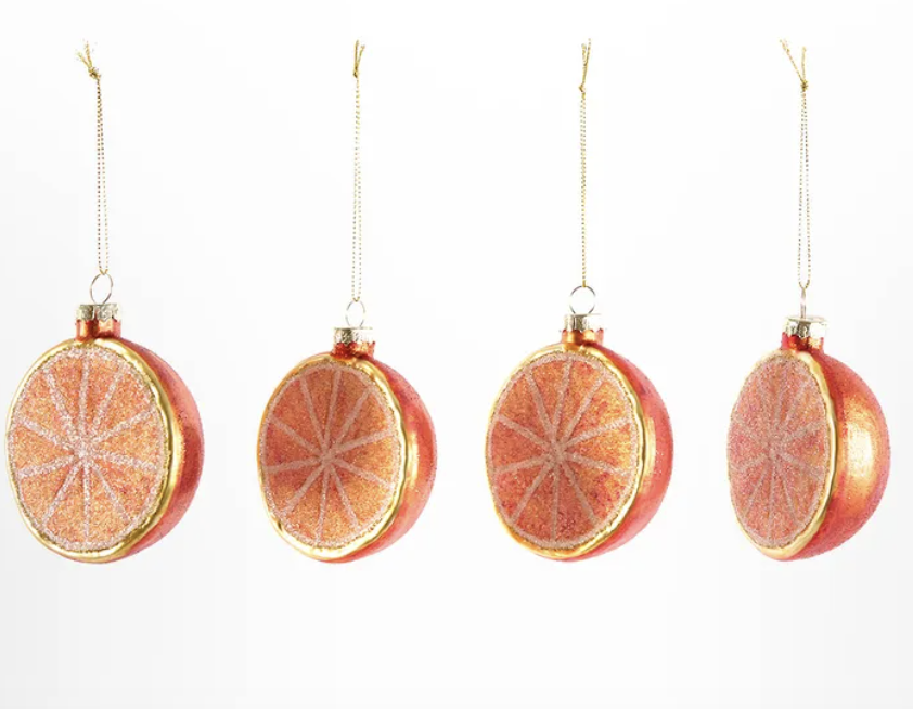 Glass Decoration: Sugared Oranges Set of 4