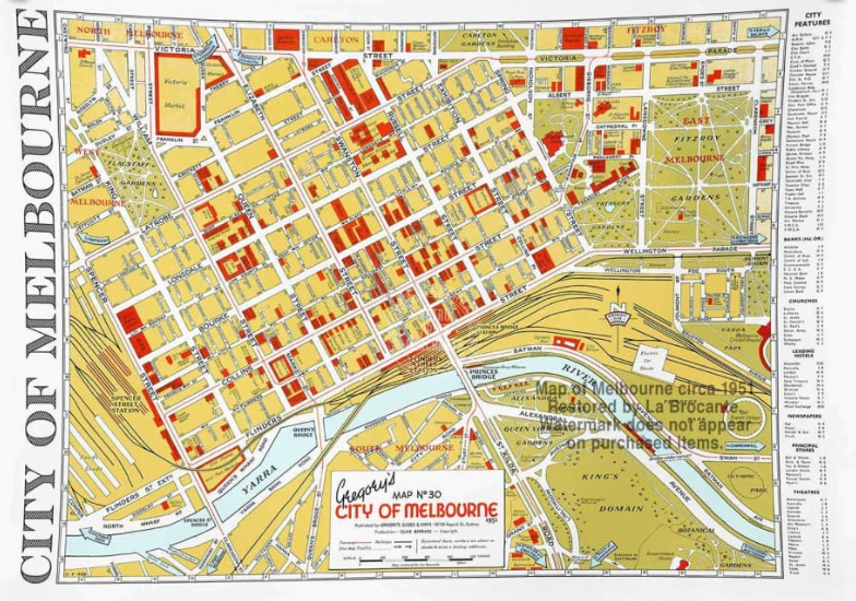 Tea Towel: Melbourne 1951 Map