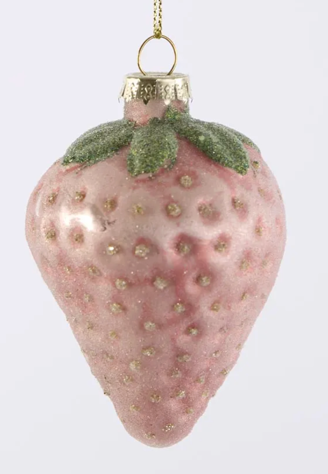 Glass Decoration: Ombre Strawberries Set of 3