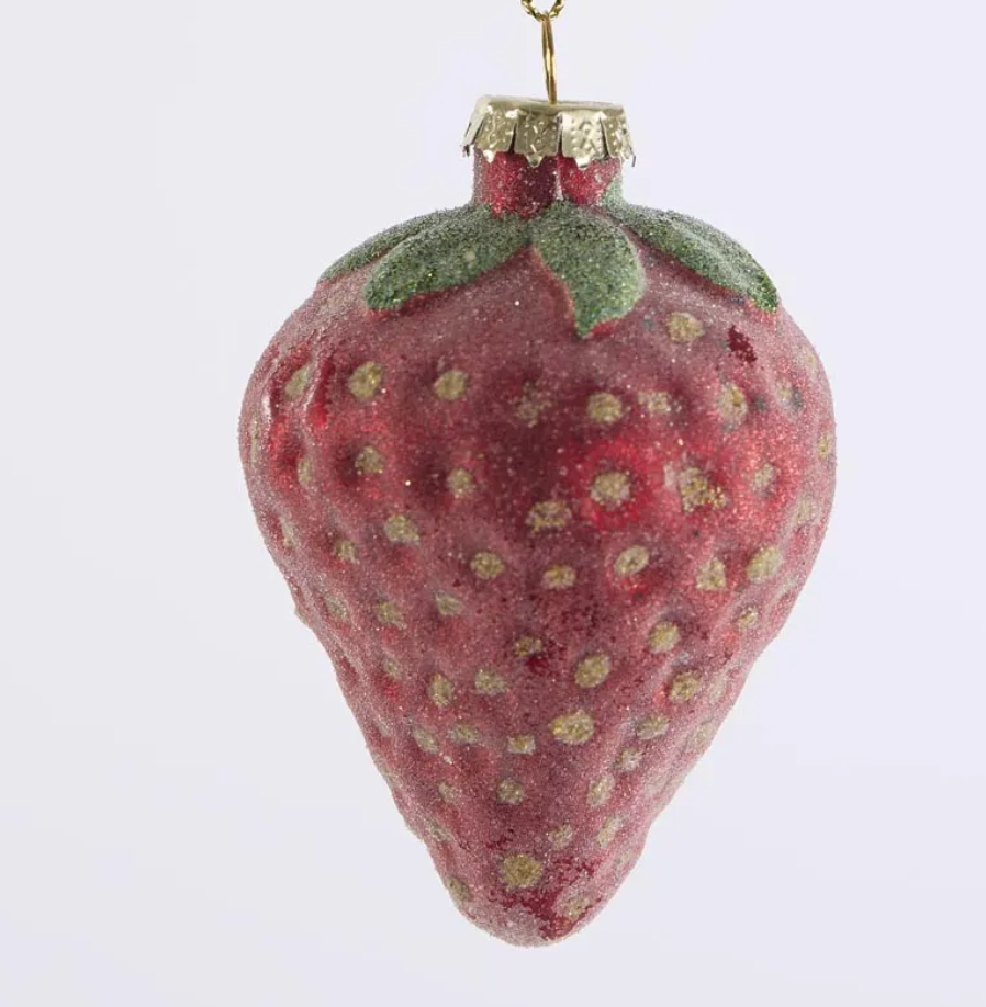 Glass Decoration: Ombre Strawberries Set of 3