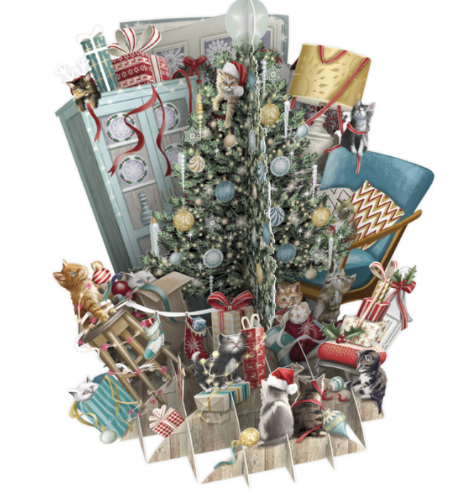 Card (3D Pop up Christmas): Cat Christmas