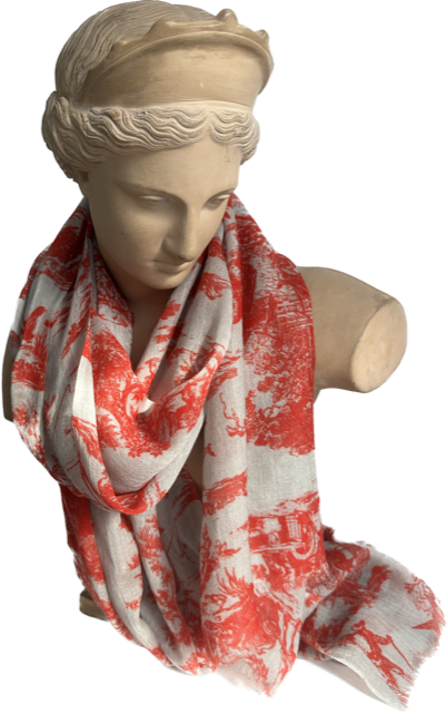 Scarf (Merino and Silk):Toile in Red