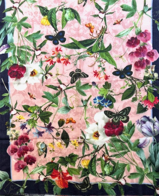 Scarf(Fine Merino and Wool): A Georgian Flower Garden