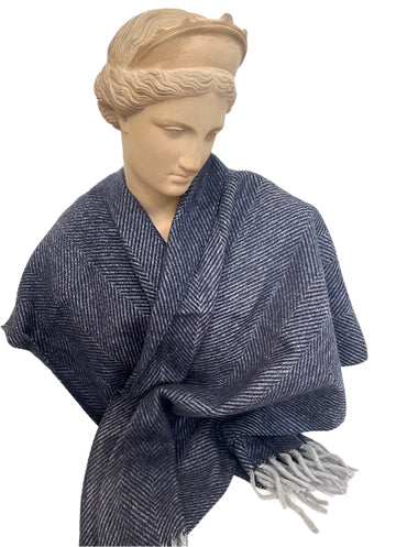 Herringbone Blanket Wrap: Blue