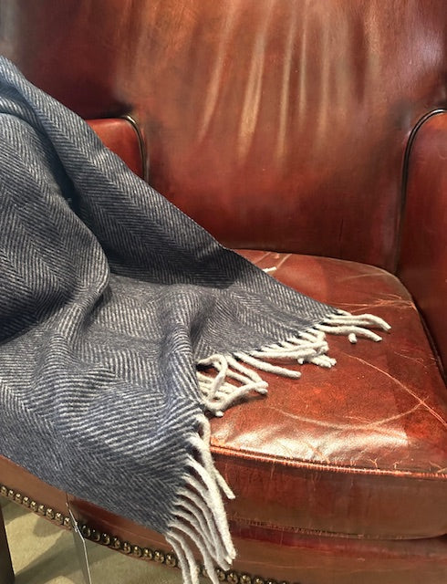 Herringbone Blanket Wrap: Blue