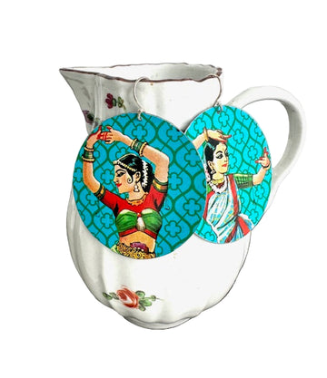Tin Earrings Indian Dancer Large