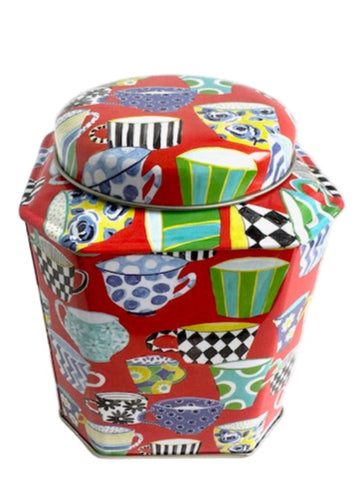 Tin: Tea Caddy Red Tea Cups