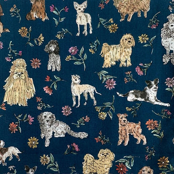 Liberty Print Handkerchief: Cute Dogs Blue