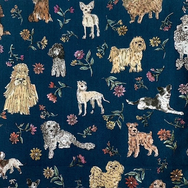 Liberty Print Handkerchief: Cute Dogs Blue