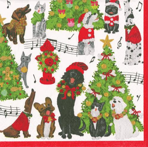 Paper Napkins (Lunch): Christmas - Caroling Pets