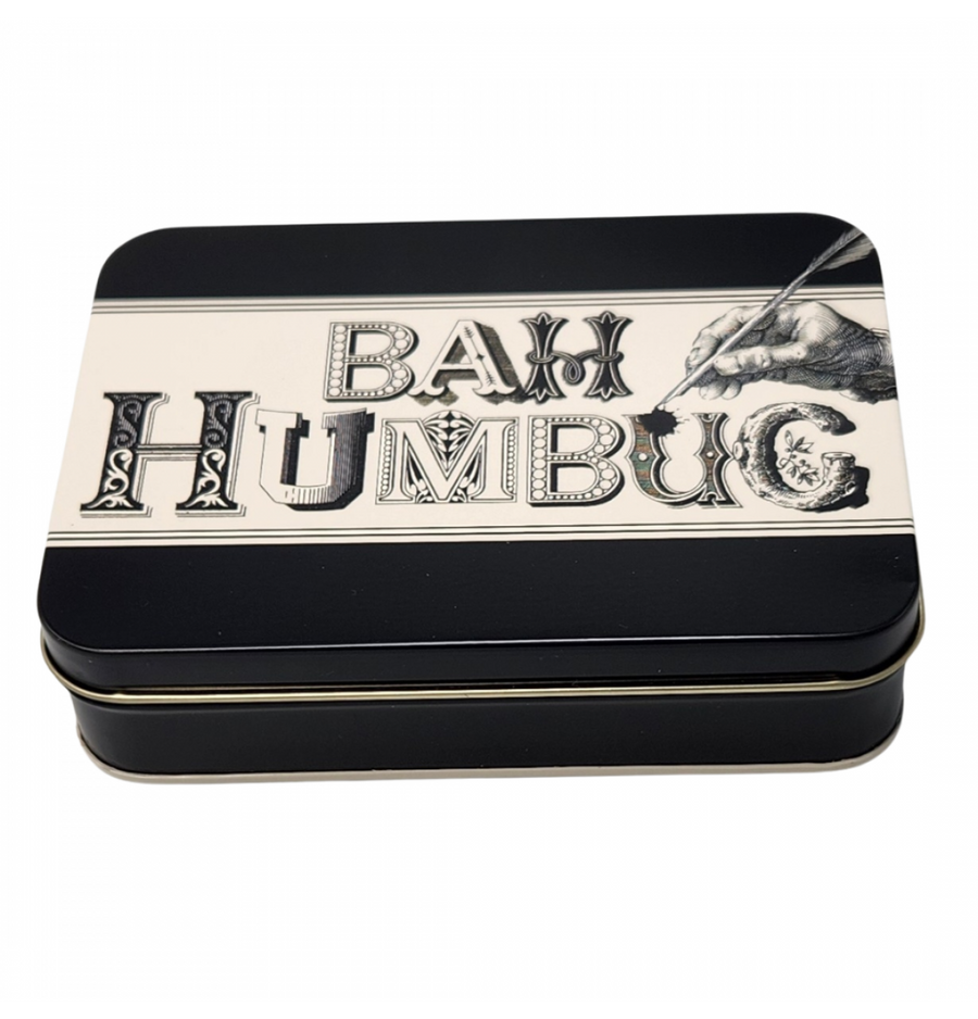 Tin (Typography): Bah Humbug Small Rectangular Tin