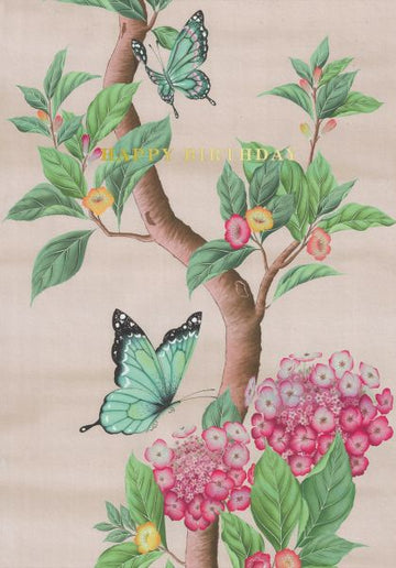 Card (Diane Hill): Butterfly and Hydrangea