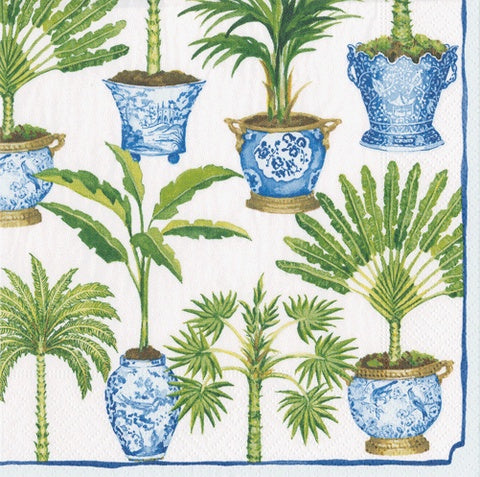Paper Napkins (Lunch): Potted Palms White