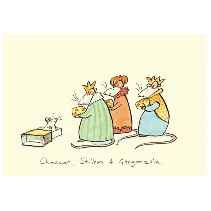 Card (Christmas): Two Bad Mice - Cheddar, Stilton and Gorgonzola