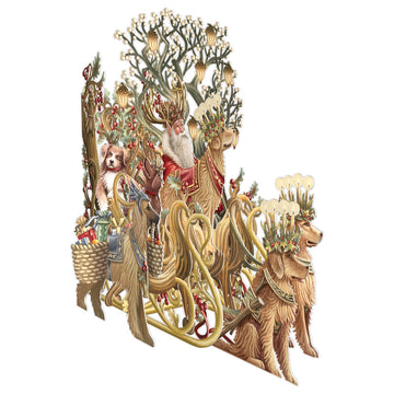 Card (3D Pop up Christmas): Santa's Dog Sleigh