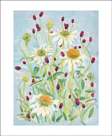 Card (Angie Lewin): Echinacea and Sanguisorba