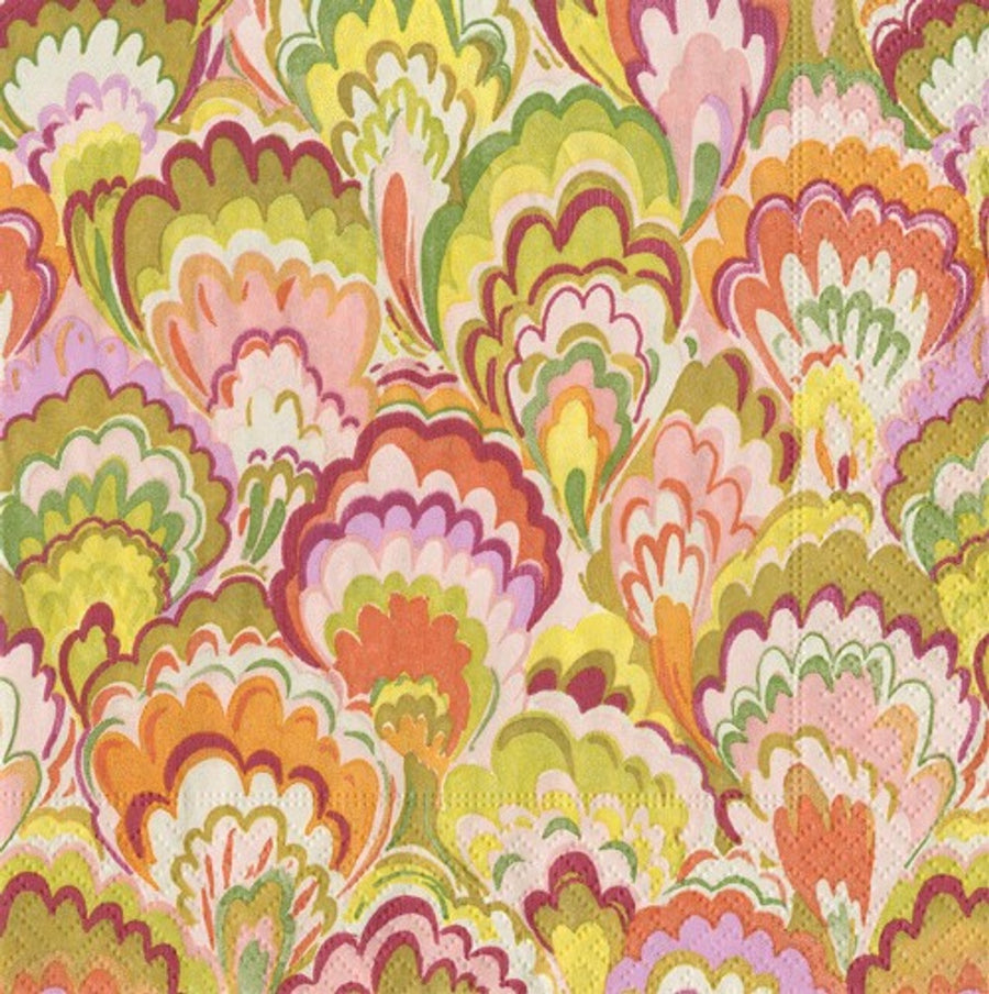 Paper Napkins (Lunch): Marbled Ceramica Raspberry Chartreuse