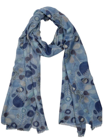 Scarf (Wool and Silk): Japanese Floral Print